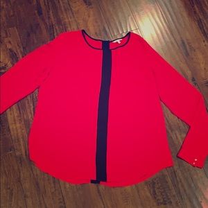 Naked Zebra Red and Black Long Sleeve Chiffon Top